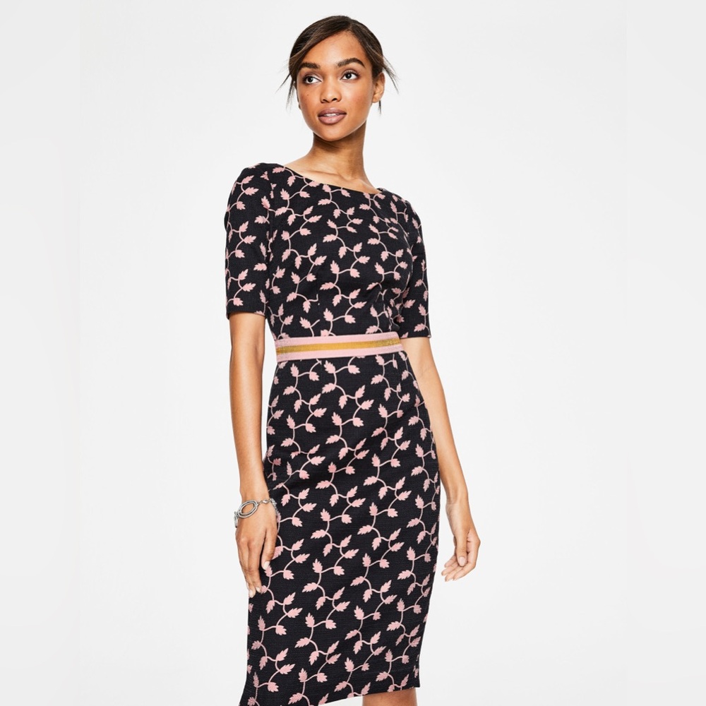 Elegant Black and Pink Floral Dress